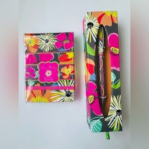 Vera Bradley Ball Point Pen & Pocket Papers Set Jazzy Blooms Retired New in Box